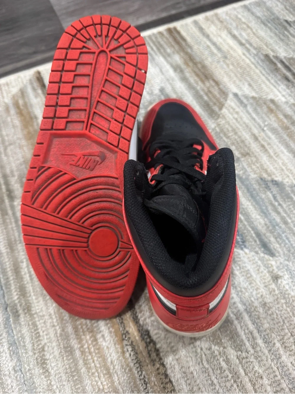 Jordan Kids Red, Black & White High-Top Sneakers